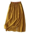 thumbnail image 1 of cocolona Womens Vintage Linen Skirts Casual Summer Elastic Waist Embroidery Floral Midi Skirts Beach Vacation Skirts with Pockets Yellow L, 1 of 7