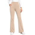 thumbnail image 1 of cocolona Womens Winter Casual Fleece Flare Pants Solid Color Elastic Waist Wide Leg Gym Workout Yoga Pants with Pockets, 1 of 5