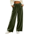thumbnail image 1 of cocolona Womens Winter Casual Loose Velour Pants Elastic Waist Straight Wide Leg Travel Lounge Pants with Pockets, 1 of 5