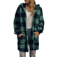 thumbnail image 1 of cocolona Womens Winter Fuzzy Fleece Coats Oversized Open Front Cardigan Sweaters Long Sleeve Casual Plaid Hooded Jackets, 1 of 6