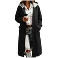 thumbnail image 1 of cocolona Womens Winter Long Cardigan Coat Long Sleeve Button Hooded Trench Coat Fashion Solid Color Pea Coat Casual Overcoat Outwear, 1 of 7