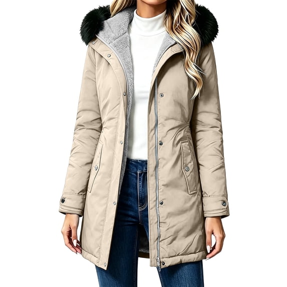 cocolona Womens Winter Long Jacket Hooded Long Sleeve Fleece Lined Zipper Outerwear Winter Snow Warm Long Coat