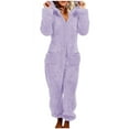 thumbnail image 1 of cocolona Womens Winter Onesies Pajamas Fleece Fuzzy Hooded Jumpsuit Soft Comfy Romper Warm Loungewear One Piece Sleepwear, 1 of 8