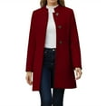 thumbnail image 1 of cocolona Womens Winter Overcoat Long Sleeve Stand Collar Pea Coat Fashion Casual Solid Color Mid Length Trench Coat Outwear, 1 of 7