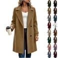 thumbnail image 1 of cocolona Womens Winter Trench Coat Notch Lapel Long Sleeve Classic Overcoat Solid Color Elegant Long Jacket, 1 of 7