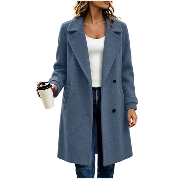 cocolona Womens Winter Trench Coat Notch Lapel Long Sleeve Classic Overcoat Solid Color Elegant Long Jacket