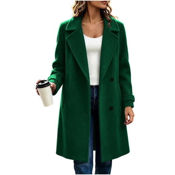 cocolona Womens Winter Trench Coat Notch Lapel Long Sleeve Classic Overcoat Solid Color Elegant Long Jacket