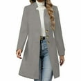 thumbnail image 1 of cocolona Womens Winter Wool Coat Mid-Long Stand Collar Pea Coat Fashion Solid Color Overcoat Thicken Warm Trench Coat with Pockets, 1 of 8