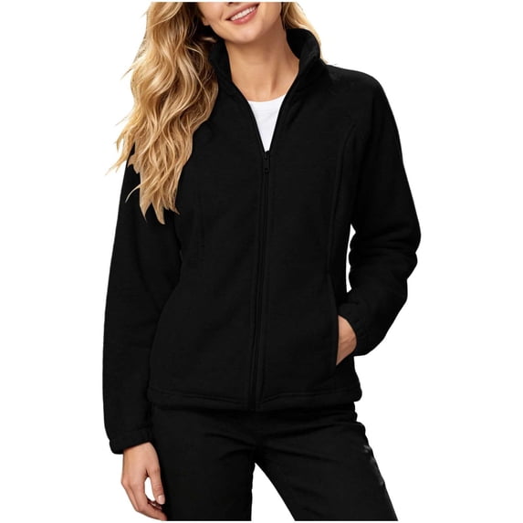 cocolona Womens Workout Zipper Sweatshirts Long Sleeve Solid Color Slim Casual Fleece Jacket Basic Collared Fall Tops with Pockets