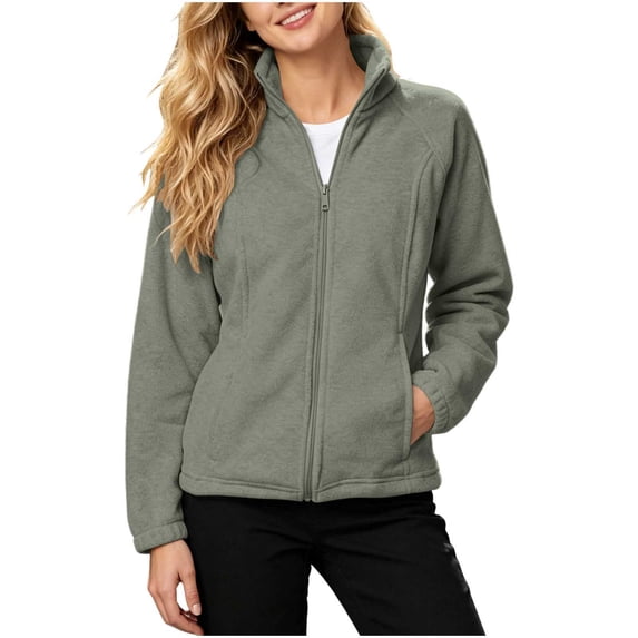 cocolona Womens Workout Zipper Sweatshirts Long Sleeve Solid Color Slim Casual Fleece Jacket Basic Collared Fall Tops with Pockets