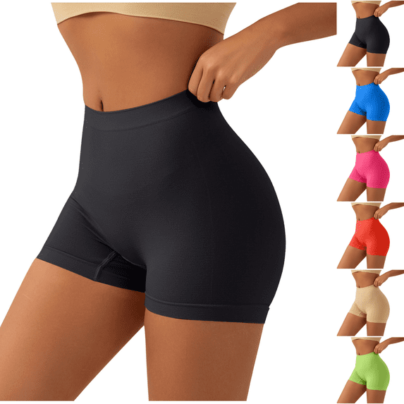 cocolona Yoga Shorts for Women Solid Color Seamless Biker Shorts Summer Athletic Workout Running Lift The Hip Shorts
