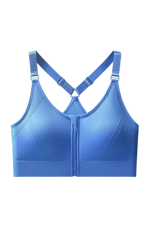 Womens Zip Front Sports Bras Adjustable Straps Wireless Bras Active Yoga Sports Bras
