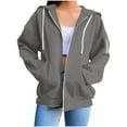 thumbnail image 1 of cocolona Womens Zip Up Hoodie Fall Winter Casual Long Sleeve Oversized Hooded Sweatshirts Fashion Solid Color Jackets Tops with Zipper Pockets, 1 of 7