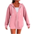 thumbnail image 1 of cocolona Womens Zip Up Hoodies Long Sleeve Casual Oversized Hooded Sweatshirts Fall Winter Fashion Solid Color Jacket Coats with Pockets, 1 of 7