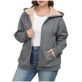 thumbnail image 1 of cocolona Womens Zip Up Hoodies Plus Size Casual Jackets Fleece Lined Sweatshirts Fall Winter Warm Coat Outwear with Pocket, 1 of 6