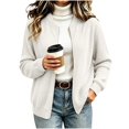 thumbnail image 1 of cocolona Womens Zipper Cardigan Sweater Trendy Crew Neck Long Sleeve Casual Sweater Knit Warm Fall Winter Cardigan, 1 of 6
