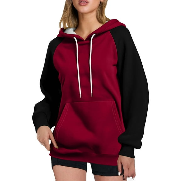 cocolona Womens and Mens Color Block Hoodies Long Sleeve Drawstring Hooded Sweatshirts Fall Winter Fashion Pullover Hoodie with Pockets