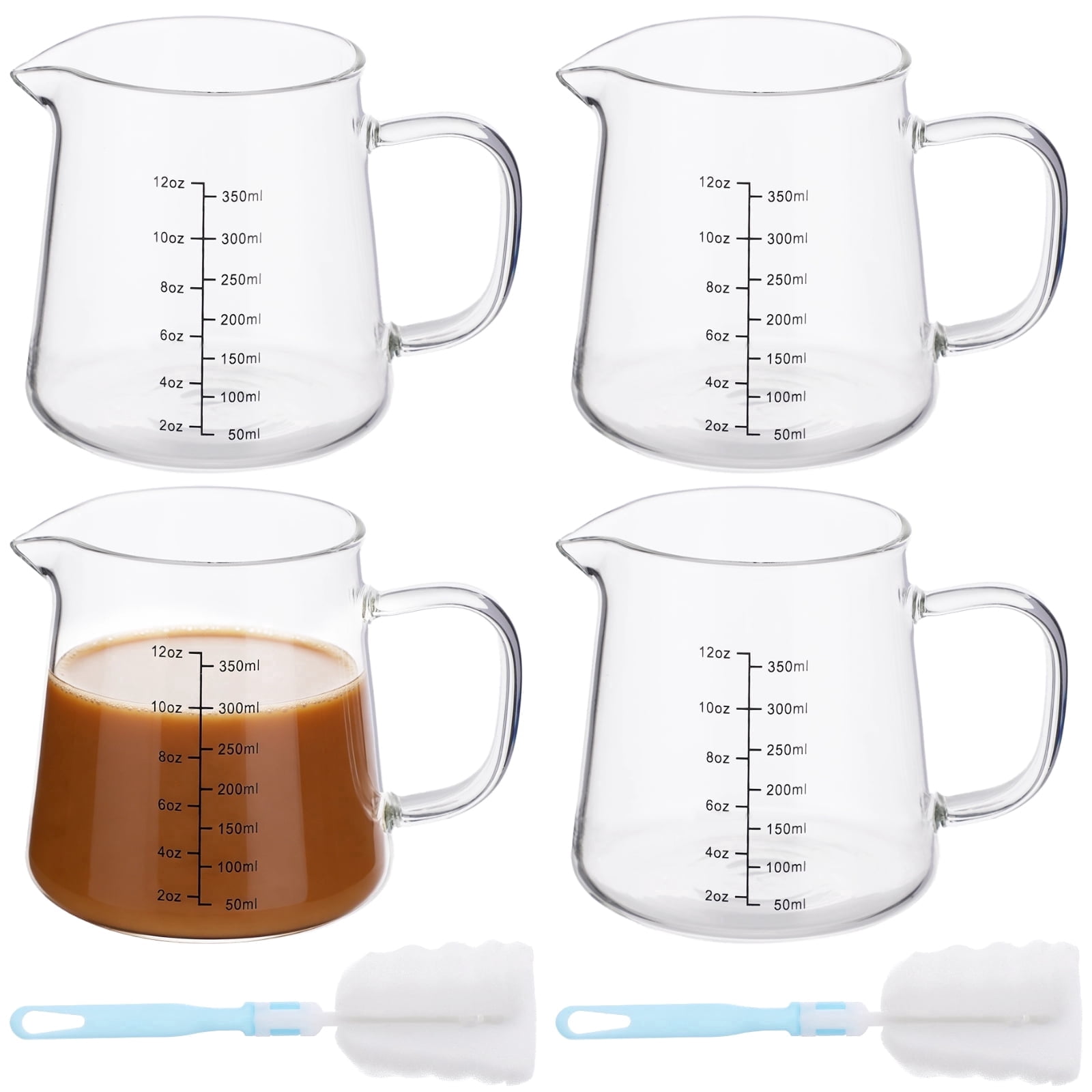 6 Pcs Glass Measuring Cup Set, Including 4 Pcs 12 oz Coffee Measuring ...
