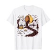 thumbnail image 1 of coffee mug river nature for lovers camping Campfire Camper White Cotton T-Shirt, 1 of 5