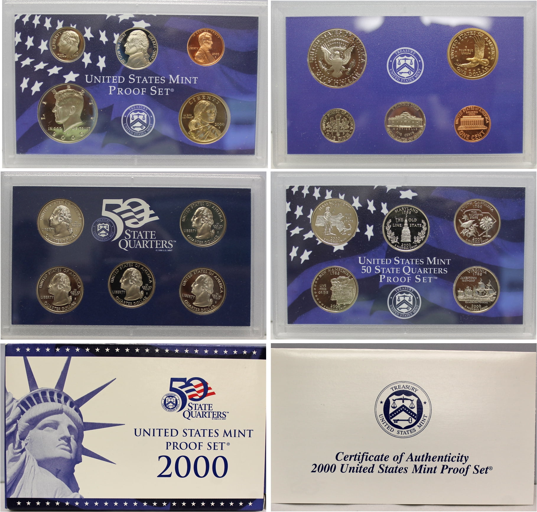 2000 Proof Set - U.S. Mint 10-Coin Clad Set - Includes Sacagawea Dollar ...