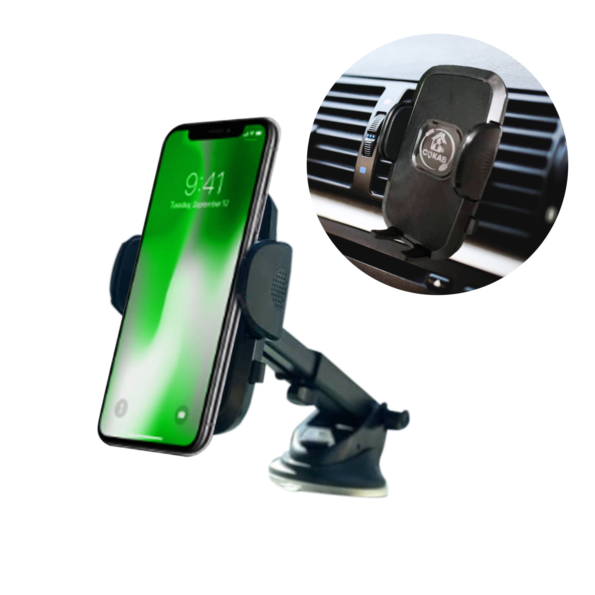 Cokab LLC Universal Car Phone Holder, Dashboard & Windshield Mount, 360