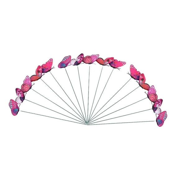 colaxi 24Pcs Butterfly Garden Stakes Butterfly Decorations Outdoor Art Outside Planter Decorative Lawn Ornaments for Porch Plant Pot Red