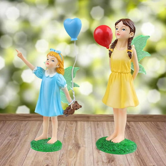colaxi 2PCs Mini Fairy Garden Statues with A of Tiny Resin Girl Sculpture for Indoor And Outer Planting Vessels Flower Pot Bedroom