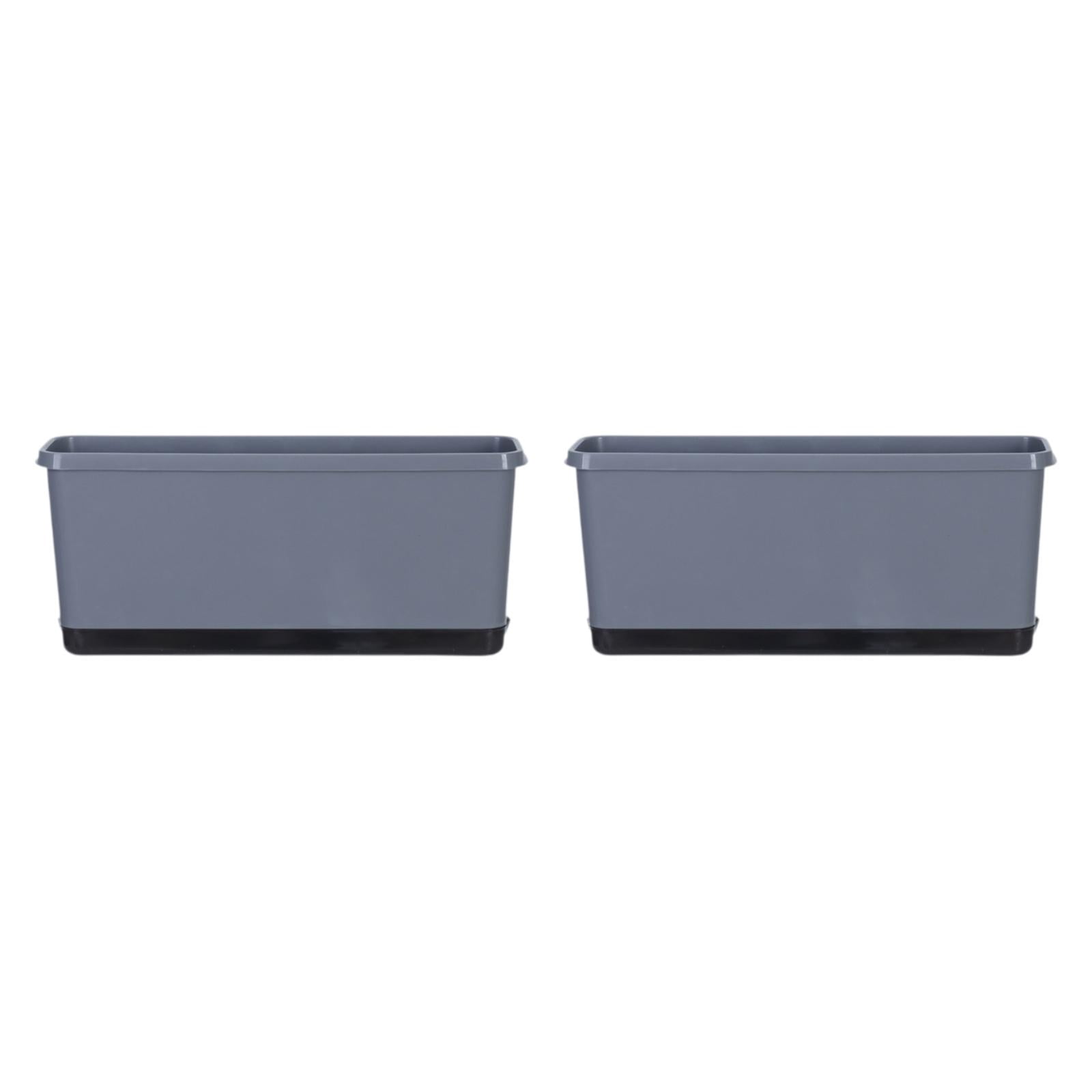 colaxi 2Pcs Window Box Planter Flower Pot with Drainage Holes with Absorbent Cotton Rope Versatile Accessories for Home Porch Sturdy Grey