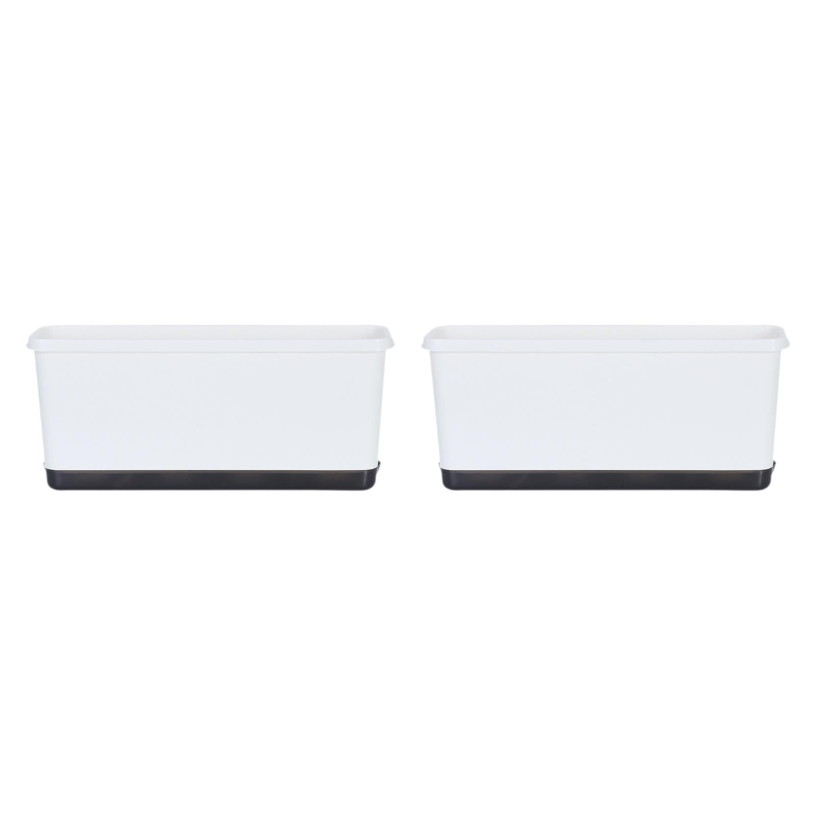 colaxi 2Pcs Window Box Planter Flower Pot with Drainage Holes with Absorbent Cotton Rope Versatile Accessories for Home Porch Sturdy White