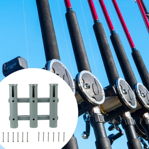 colaxi 3 Tube Links Fishing Rod Holder Fishing Rod Bracket Lightweight Easy Setup 3 Hole Fishing Rod Rack Fishing Rod Rest for Yacht Green