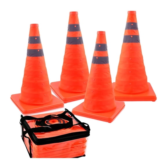 colaxi 4Pcs 45cm Foldable Reflective Road Parking Cones Warning Cones Multifunctional up Cone for City Intersections Waterproof