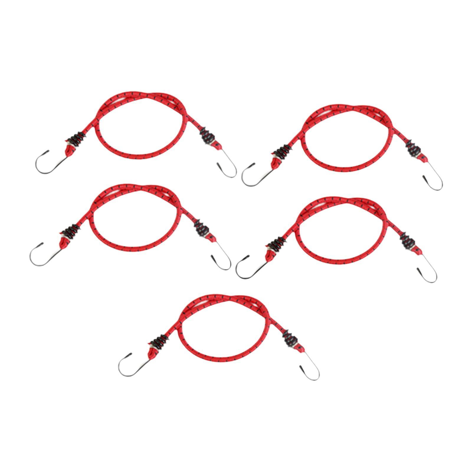 colaxi 5 Pieces Bungee Cords with Hooks Bike Rear Seat Bungee Straps Mixed Colors Rubber Elastic Tie Downs for Luggage Tarps Outdoor 80cm Length