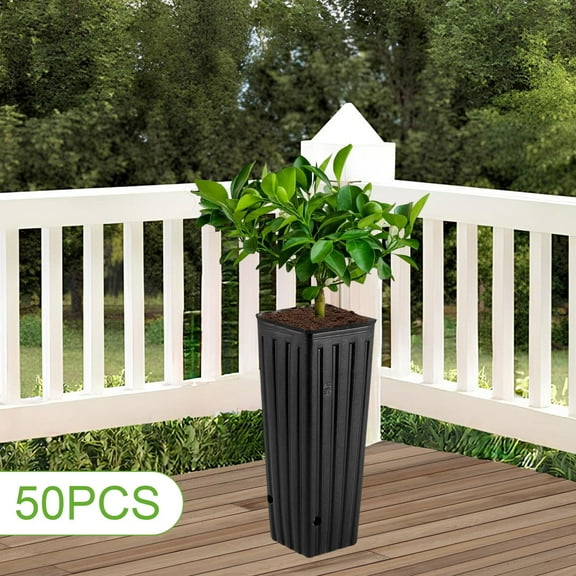 colaxi 50Pcs Plant Container Nursery Planter Reusable Growing Nursery Cups Sturdy Convenient Plant Seedling Pots Tall Deep Tree Pot L