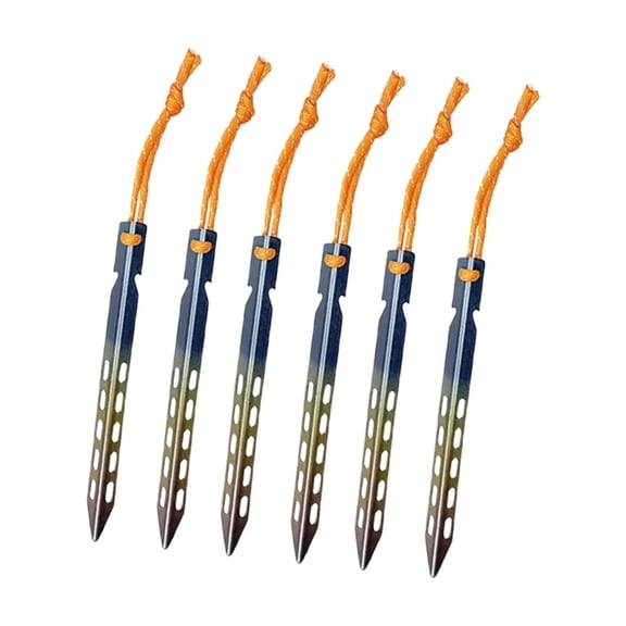 colaxi 6 Pieces Tarp Pegs Ground Pegs Generic Practical Iflexible Camping Tent Nails Metal Stakes for Ground for Outdoor Tarp Awning