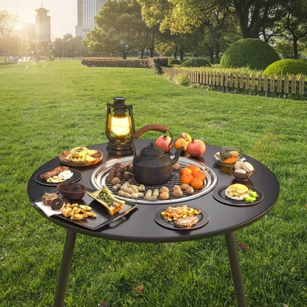 colaxi Barbecue Grill Detachable Heavy Duty Multifunctional Grill Cookware for Garden Picnic Backpacking Gathering Camping black with 8 pieces