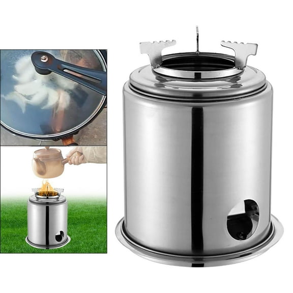 colaxi Camping Furnace Backpacking Furnace Cookstove Compact Stainless Steel for Hiking 16x21cm
