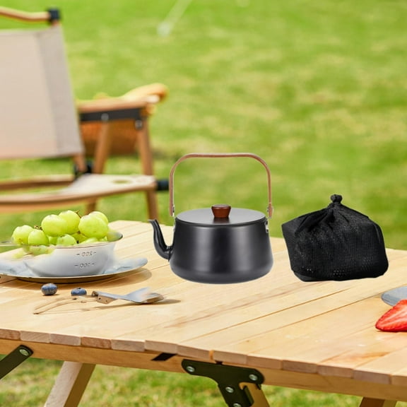 colaxi Camping Kettle Tea Pot Multipurpose Fast Heating Drinkware Water Kettle Outdoor Water Pot for Climbing Outdoor Sports Fishing Black