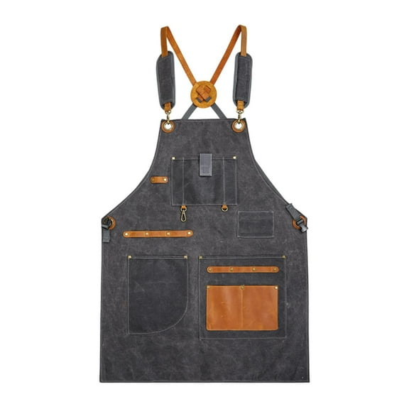 colaxi Canvas Apron Gardening Apron Cross Back Multipurpose Woodworking Shop Apron Tool Apron for Gardeners Electrician Carpenter Gray