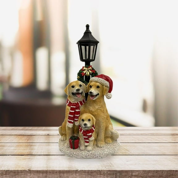 colaxi Christmas Animal Sculpture ,Golden Retriever Family Figurine, Xmas Dog Ornament for Outside Garden Housewarming Gift Decor