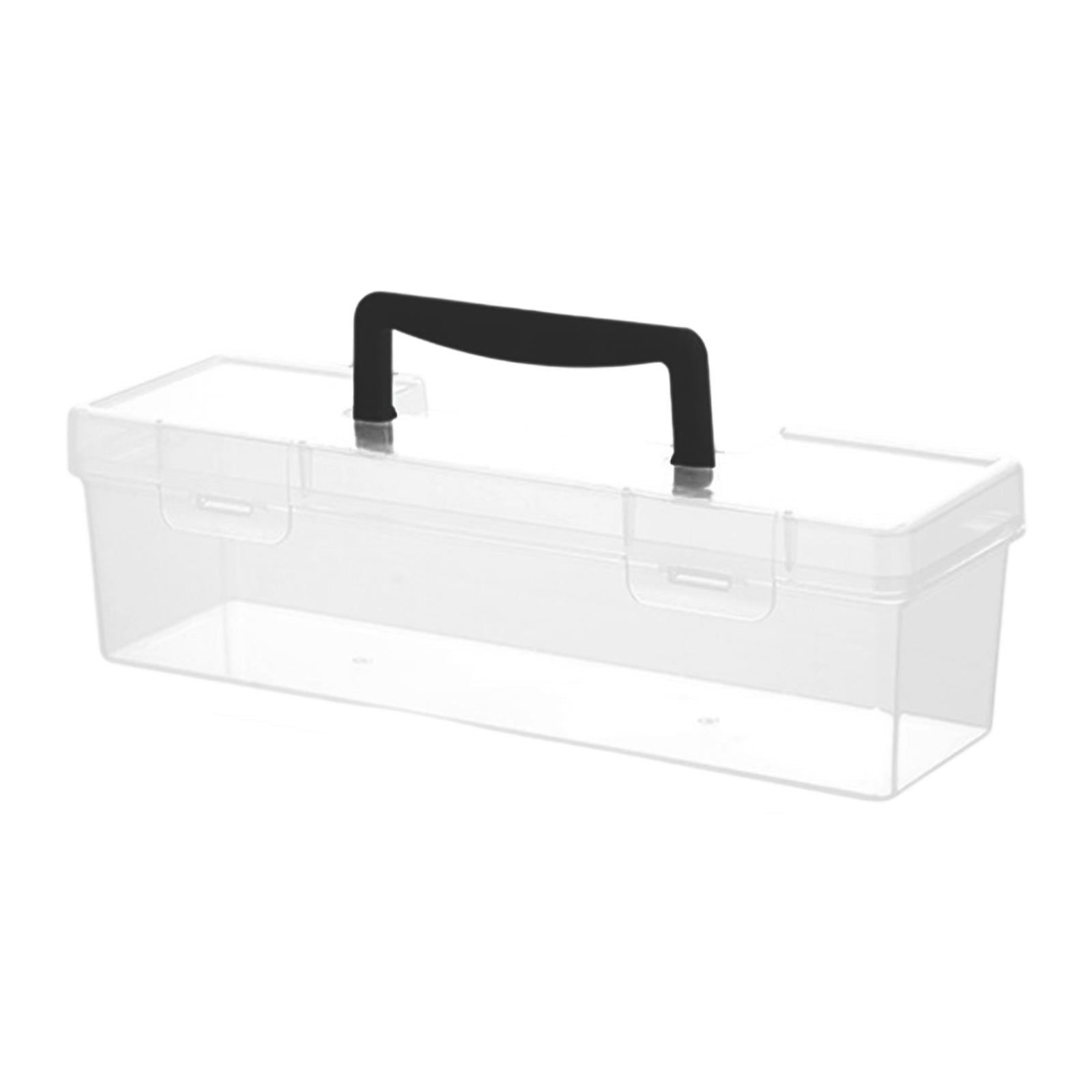 colaxi Clear Tool Box with Handle Container Case Bin Hardware Storage Box Organizer Black 30x9.3x9.3cm