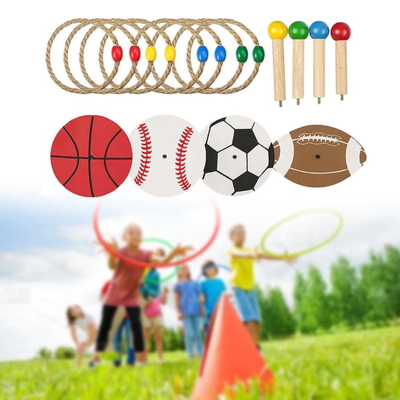 colaxi Family Tossing Game Set ,Ferrule Game Logical Thinking Family Hook Game, Throwing Rings Game ,Wooden Throwing Ferrule, for Beach