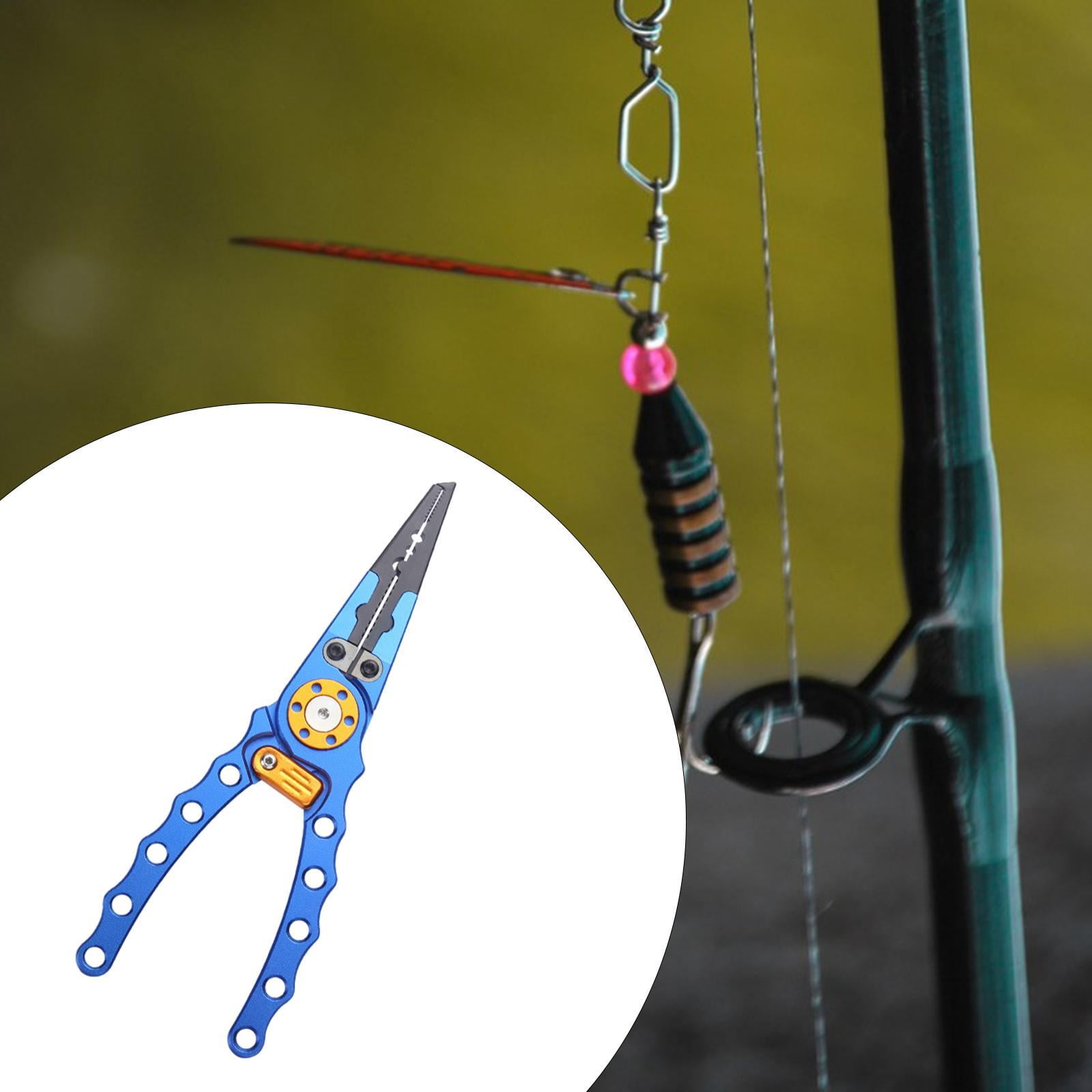 colaxi Fishing Pliers Fishing Gripper Fishing Gear Freshwater Aluminum Alloy Comfortable Gripping Fishing Line Cutting Fishing Tool Blue