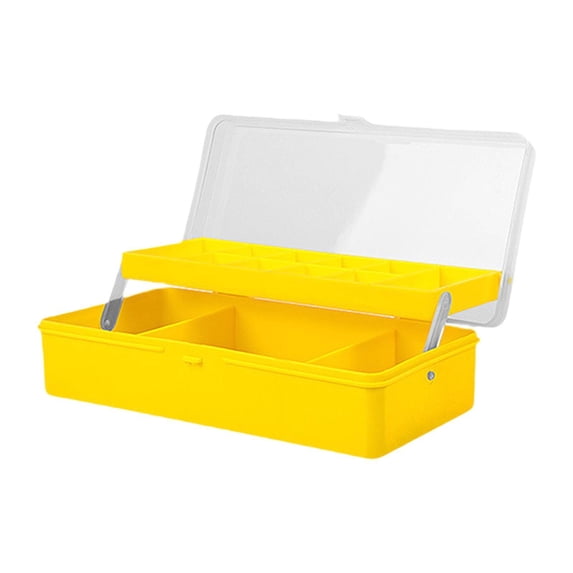 colaxi Fishing Tackle Box Lure Box Multi Grids Tackle Tray Double Layer Sturdy Tool Box for Lures Lines Hooks Gear Storage Container Yellow