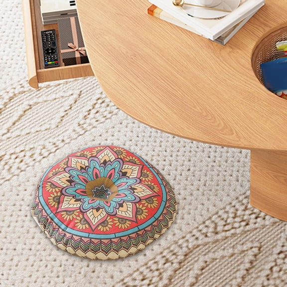 colaxi Floor Cushion Tatami Mat Easy to Use Multifunctional Chair Cushion Circle Cushion for Office Bedrooms Living Room Watching TV Multicolor