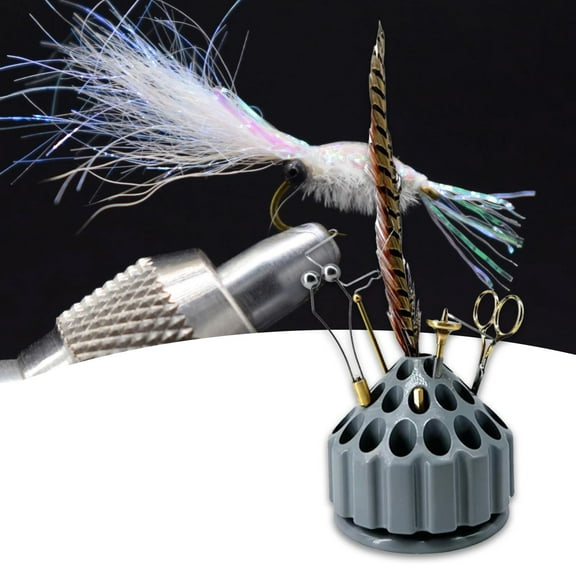 colaxi Fly Tying Kit Organizer Versatile Practical Compact Rotatable Fly Tying Station Desktop Storage Holder Supplies for Fisherman