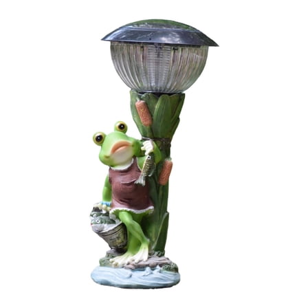 colaxi Frog Statue Solar Light Yard Decoration Unique Waterproof Funny Ornament Figurine Garden Decor for Patio Outside Lawn Yard Carrying bucket Frog