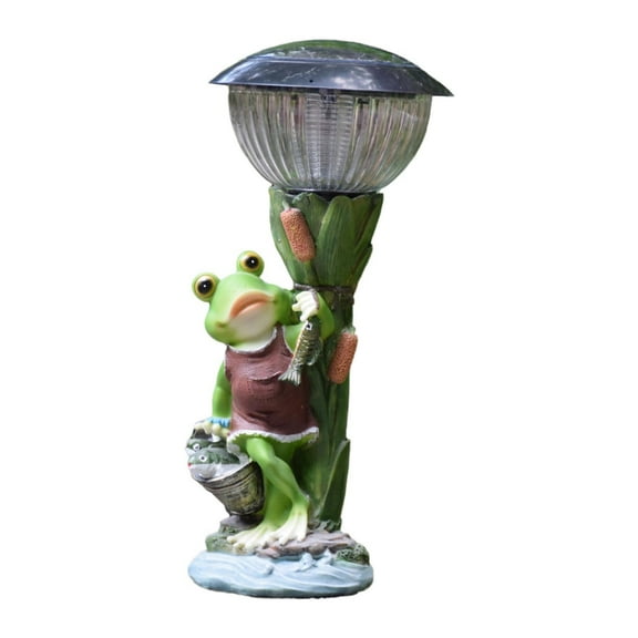 colaxi Frog Statue Solar Light Yard Decoration Unique Waterproof Funny Ornament Figurine Garden Decor for Patio Outside Lawn Yard Carrying bucket Frog