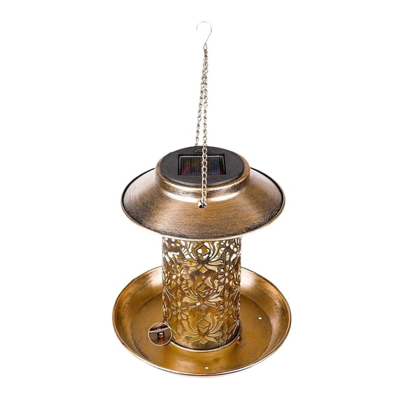 colaxi Hanging Lantern Solar Bird Feeder Versatile with Hook Decorative Retro Design Birdfeeder Cage Decoration for Lovers