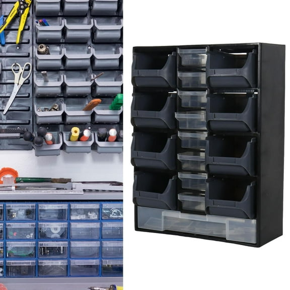 colaxi Hardware Parts Organizer Wall Mounted Storage Bins for Bolts Small Items Nails Black