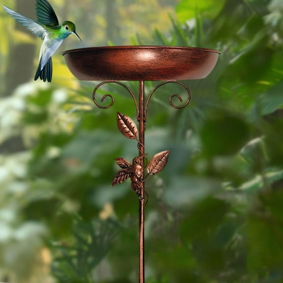 colaxi Iron Bird Bath Bowl Freestanding Birdbath 5 Prongs Base Stake Multipurpose Stand Decor Garden Tool Feeder Bowl for Lawn Patio